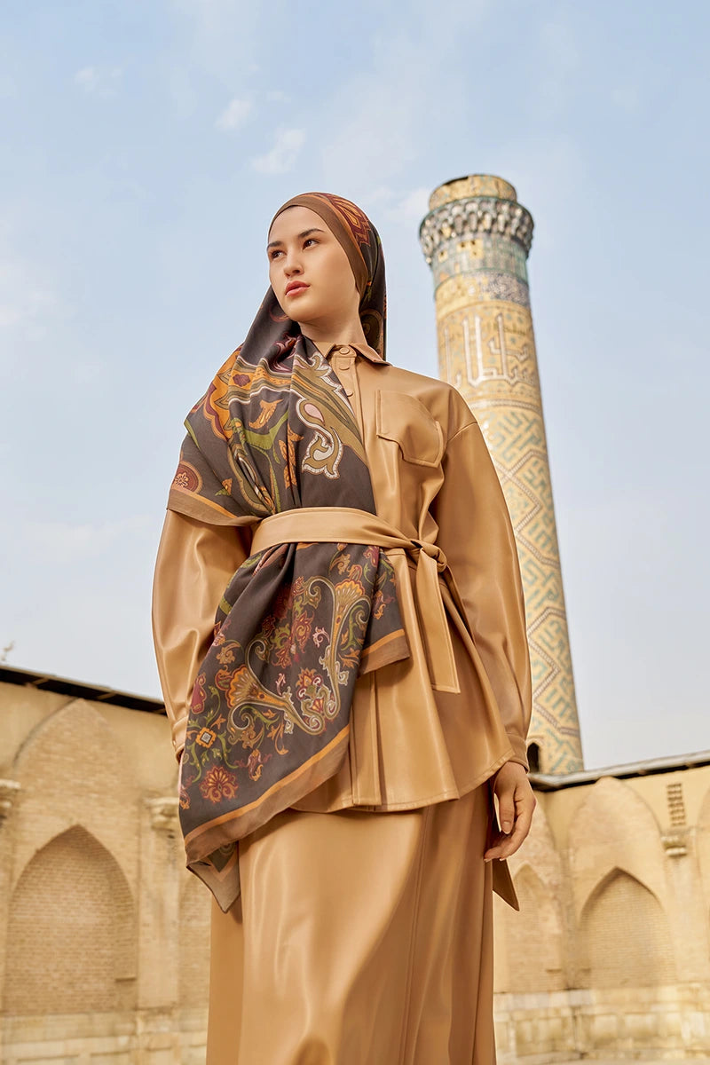 Bramble Floş Viskon Şal - Kahverengi