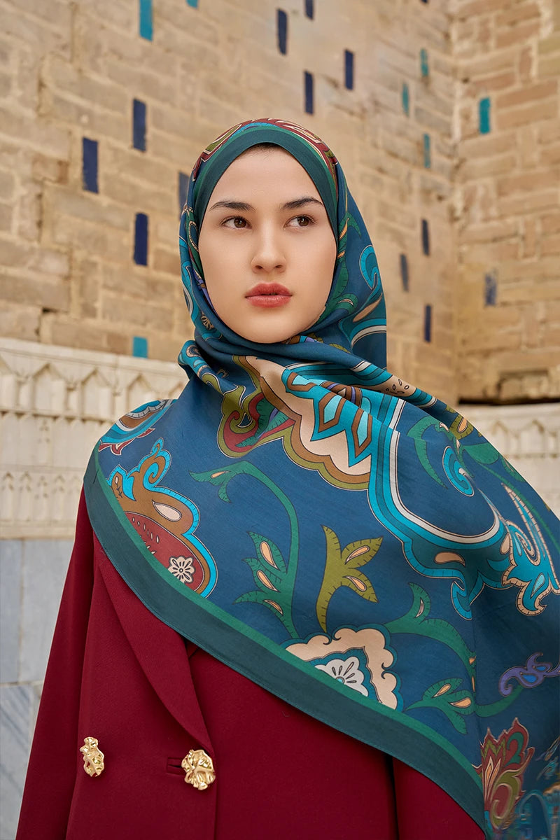 Bramble Floss Viscose Shawl - Petrol