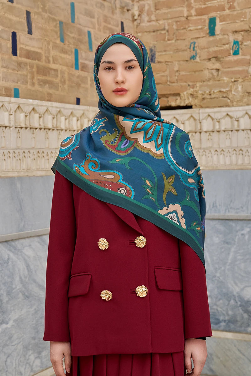 Bramble Floss Viscose Shawl - Petrol