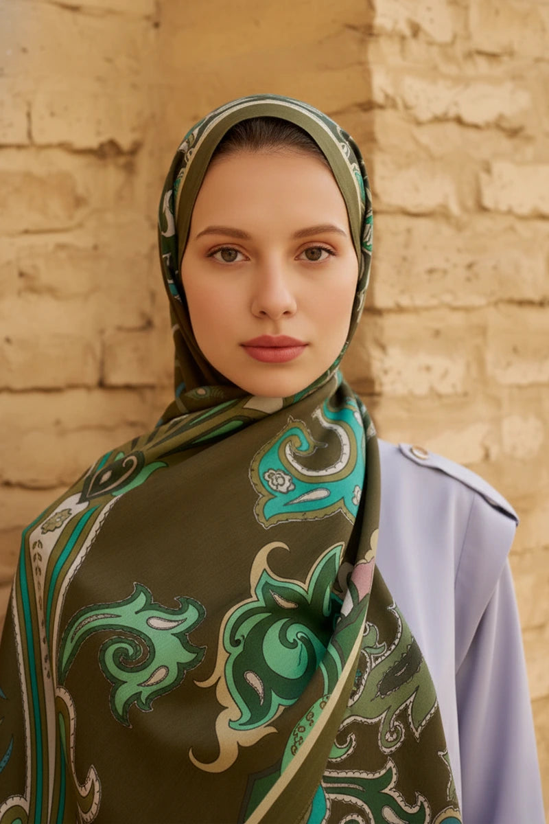 Bramble Floş Viskon Şal - Yeşil