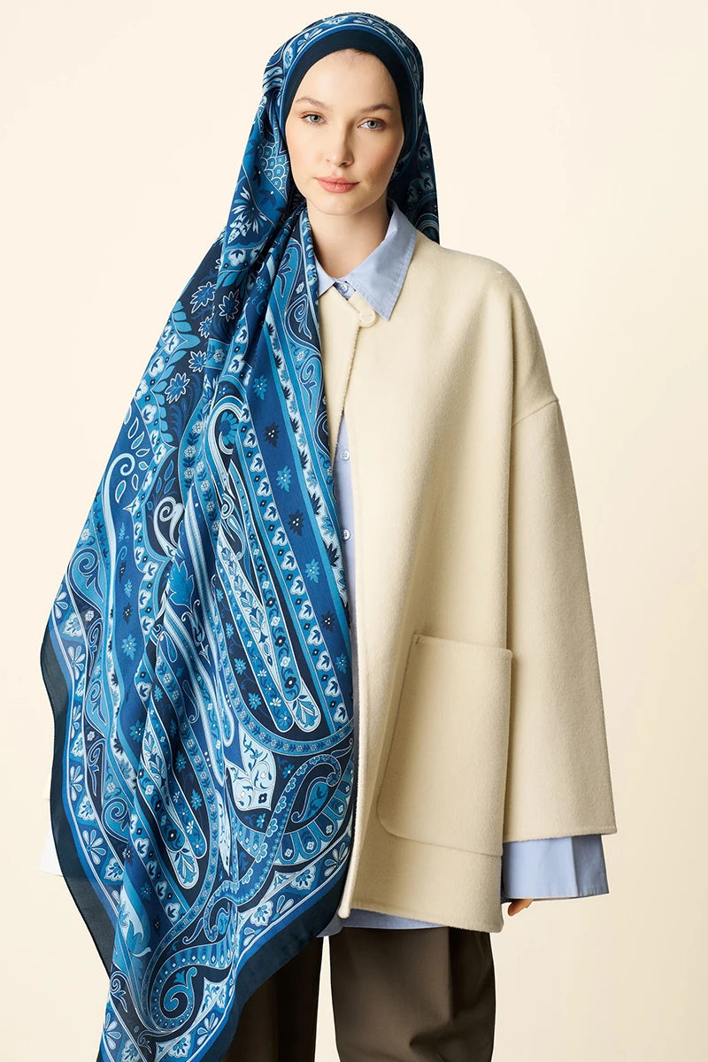 Bright Floş Viskon Şal - Lacivert