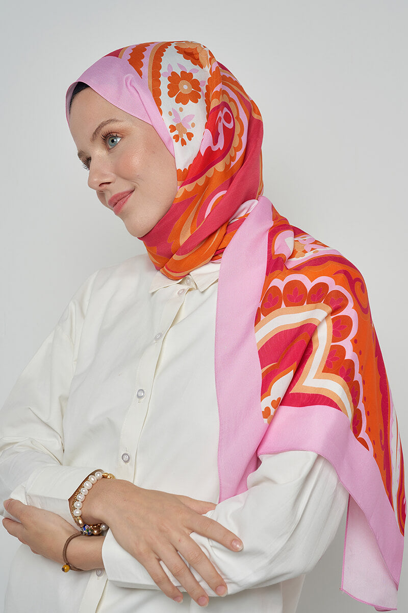 Paisley Koleksiyonu Carnaval Şal - Mercan