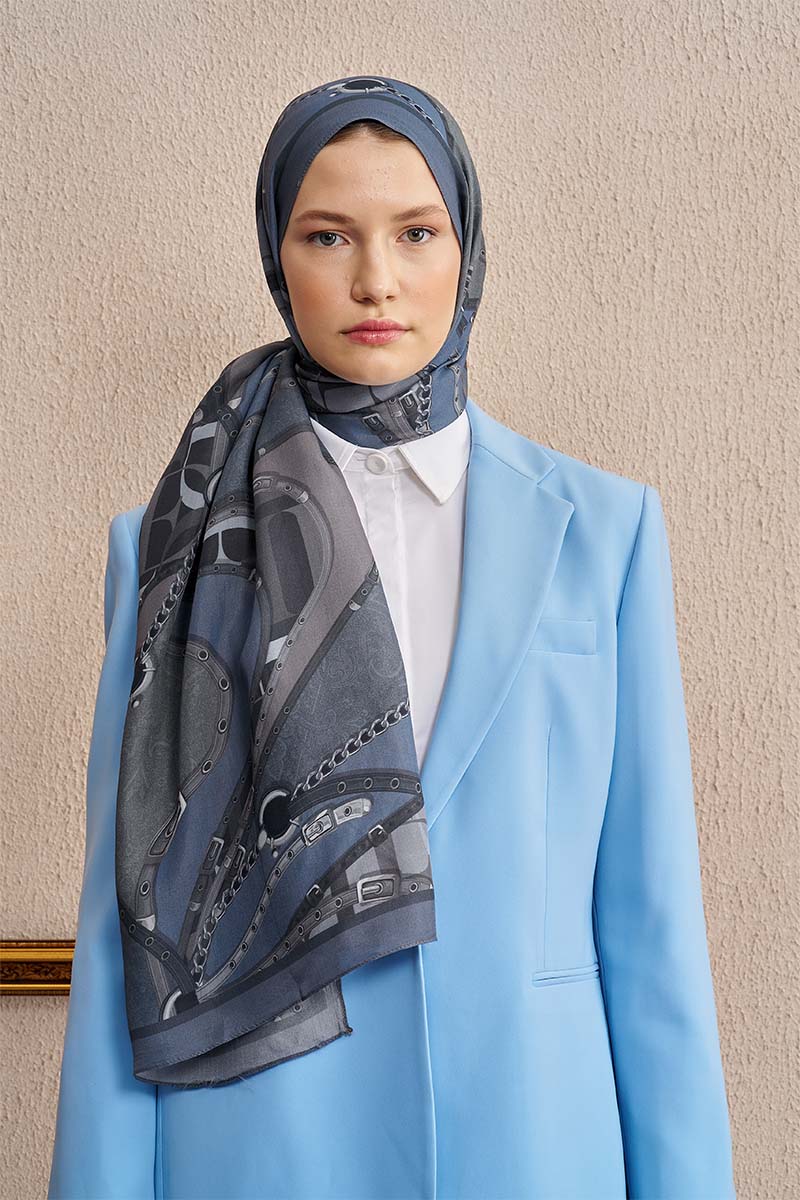 Celebrity Pietra Shawl - Blue and Grey