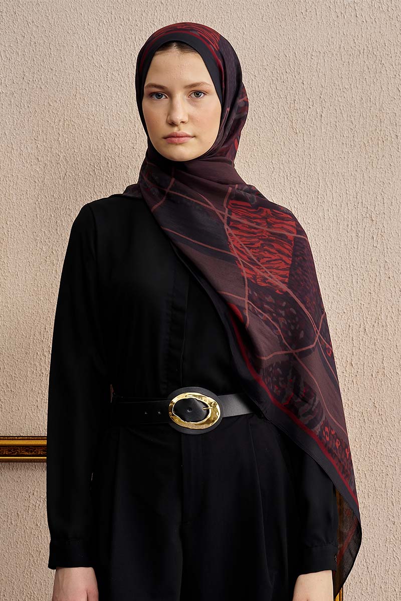 Celebrity Sable Shawl - Burgundy / Black