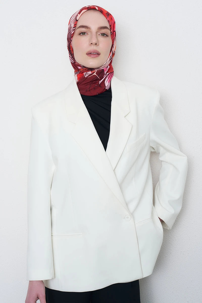 Çiçek Desen Viskon Floş Eşarp - Bordo