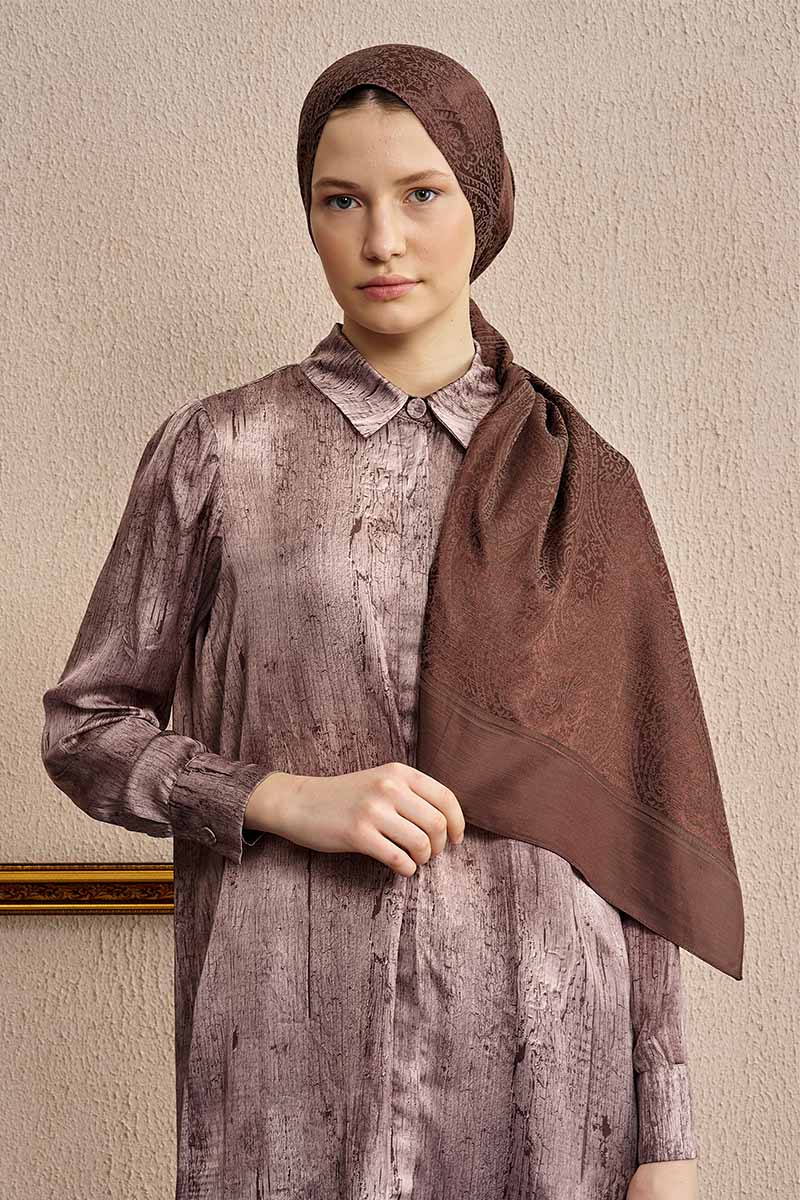Double-Sided Ethnic Pattern Shawl - Brown