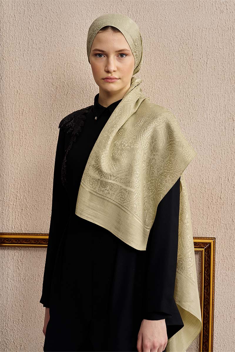 Double-Sided Ethnic Pattern Shawl - Green