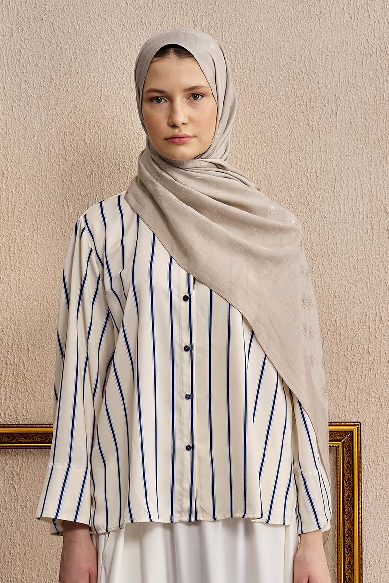 Double-Sided Logo Pattern Shawl - Beige