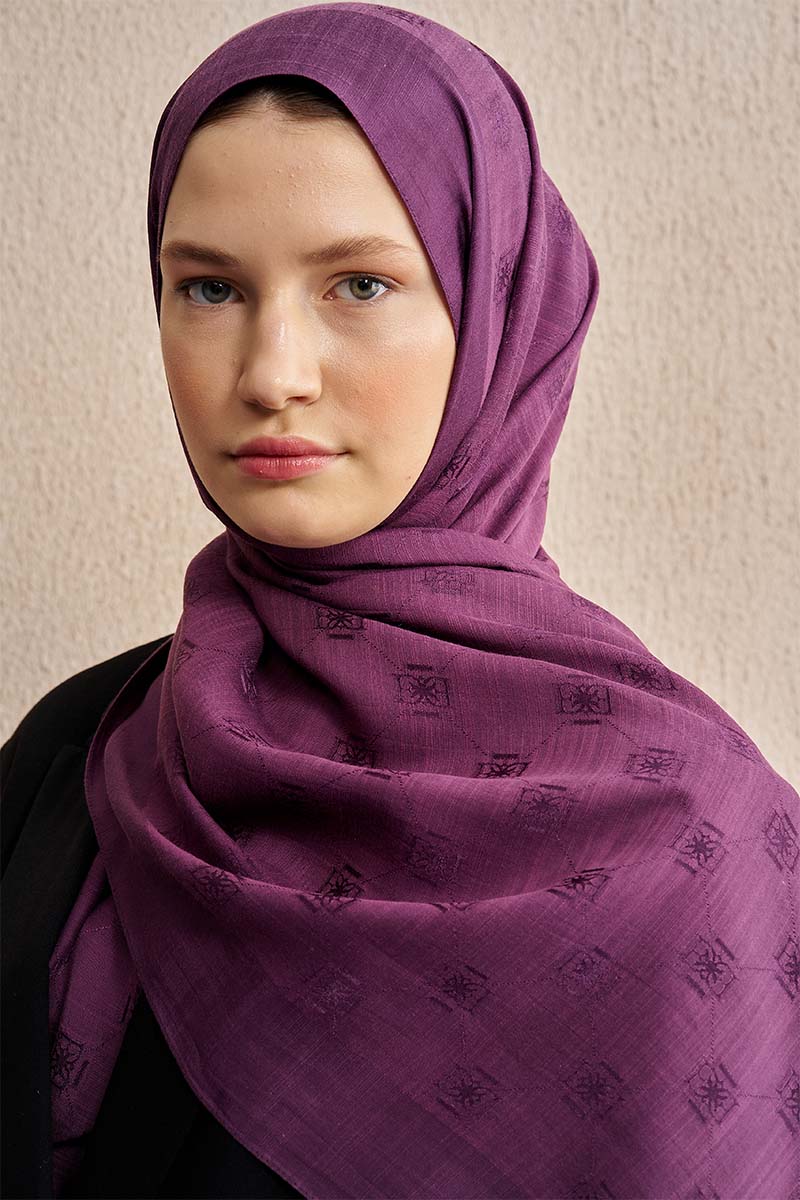 Çift Taraflı Logo Desen Şal - Mor