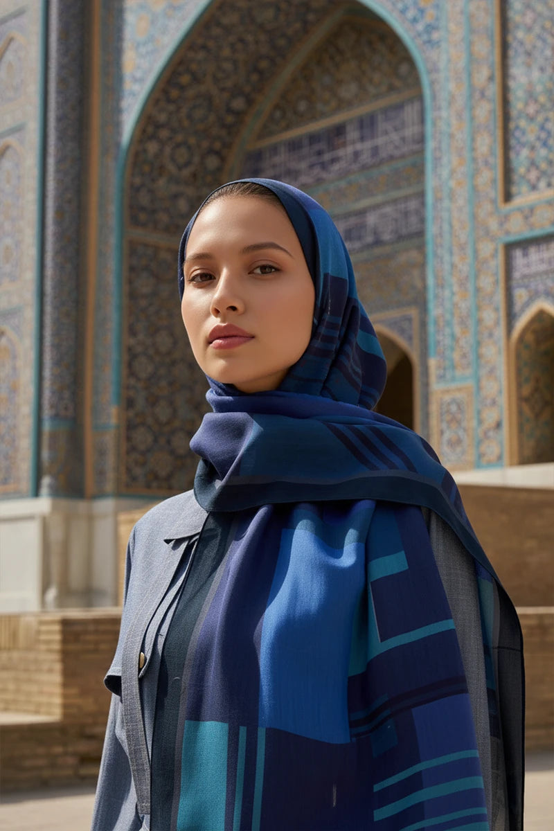 Clover Floş Viskon Şal - Lacivert