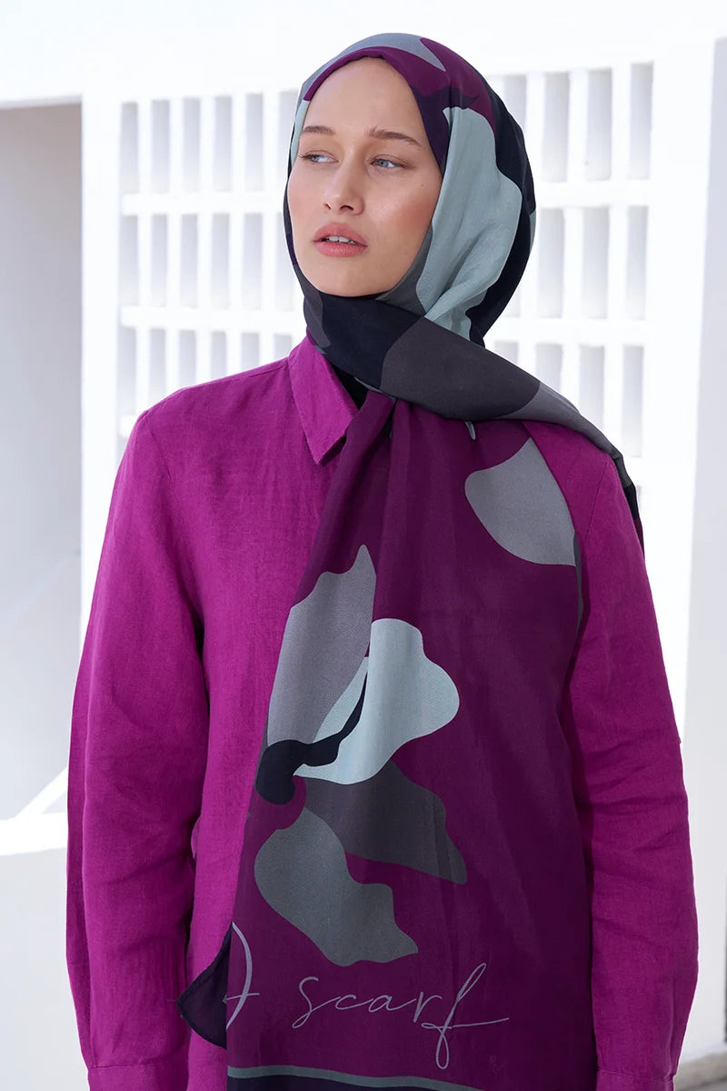 Curated Abstract Shawl - Plum