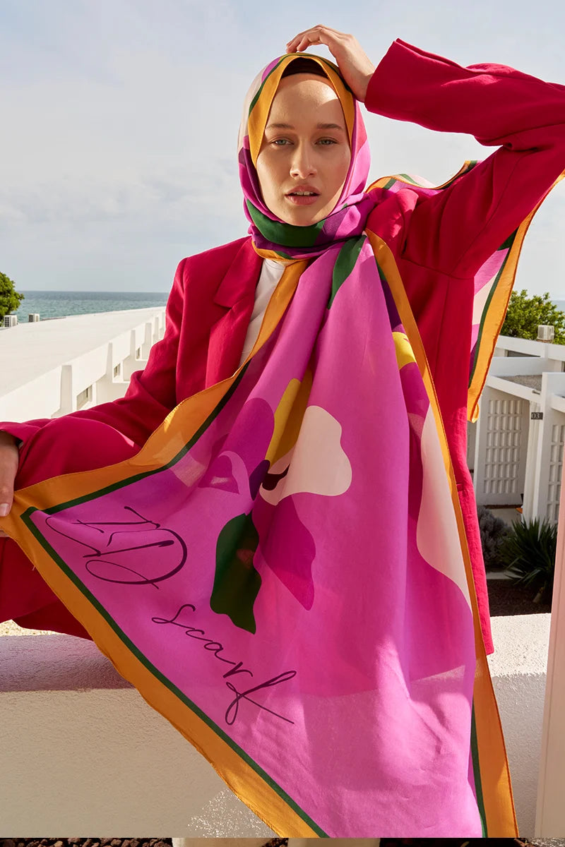 Curated Abstract Shawl - Pink