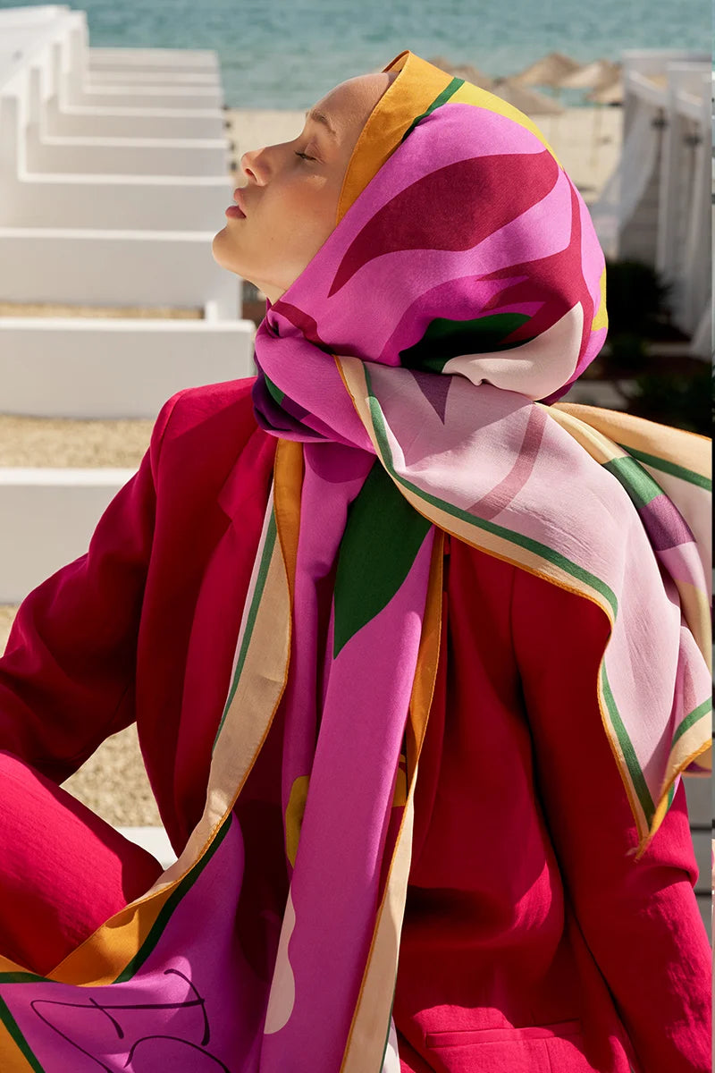 Curated Abstract Shawl - Pink