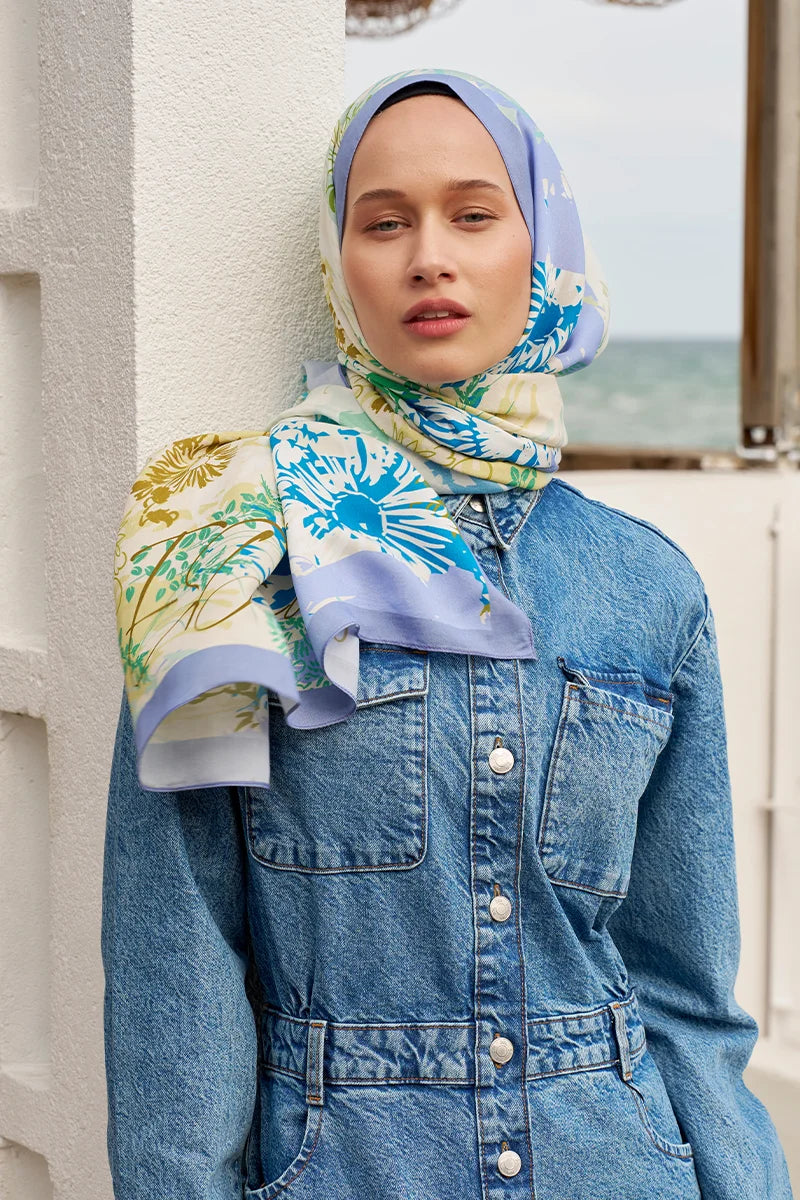 Curated Paradise Şal - Lila / Mavi