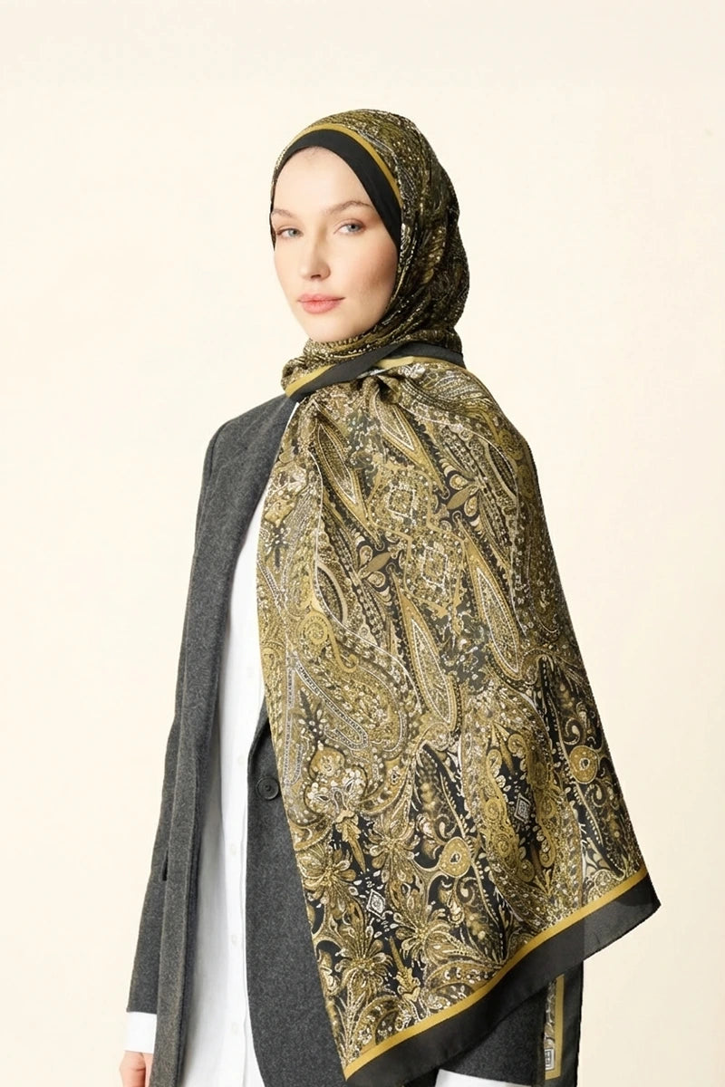 Fierce Floş Viskon Şal - Gold