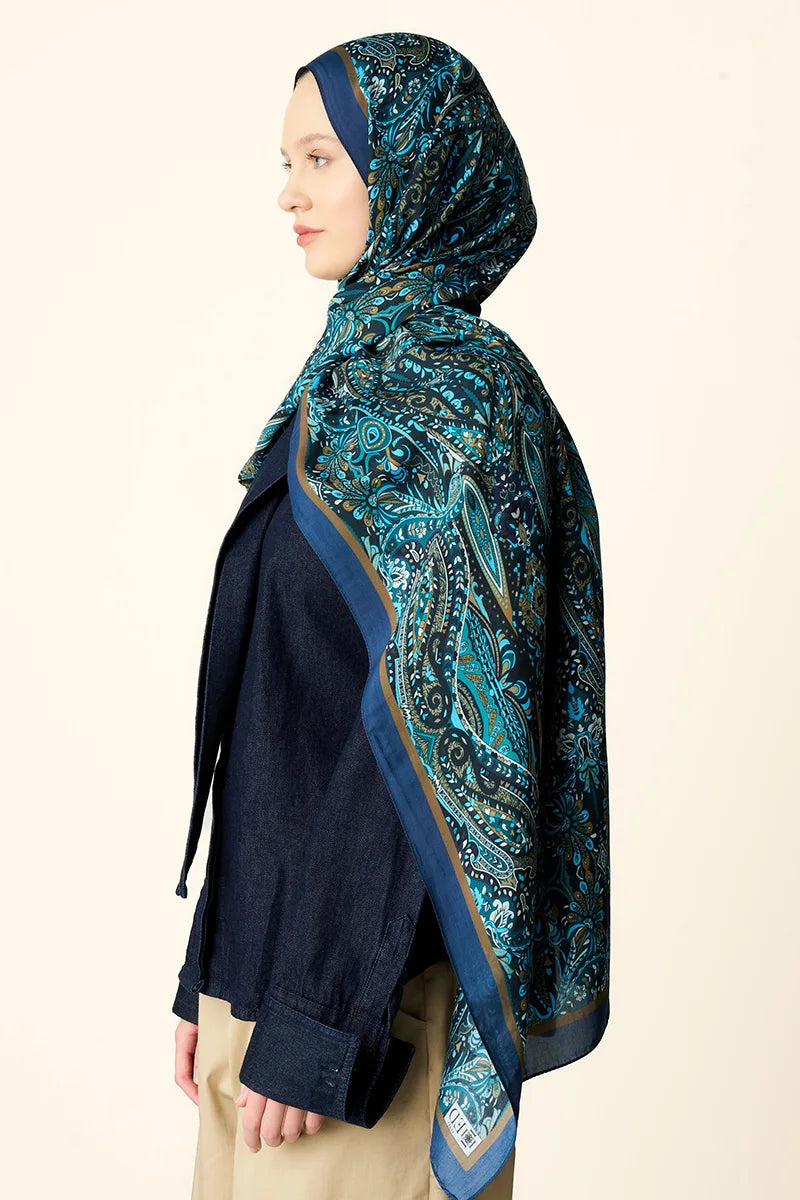 Fierce Floss Viscose Shawl - Navy Blue