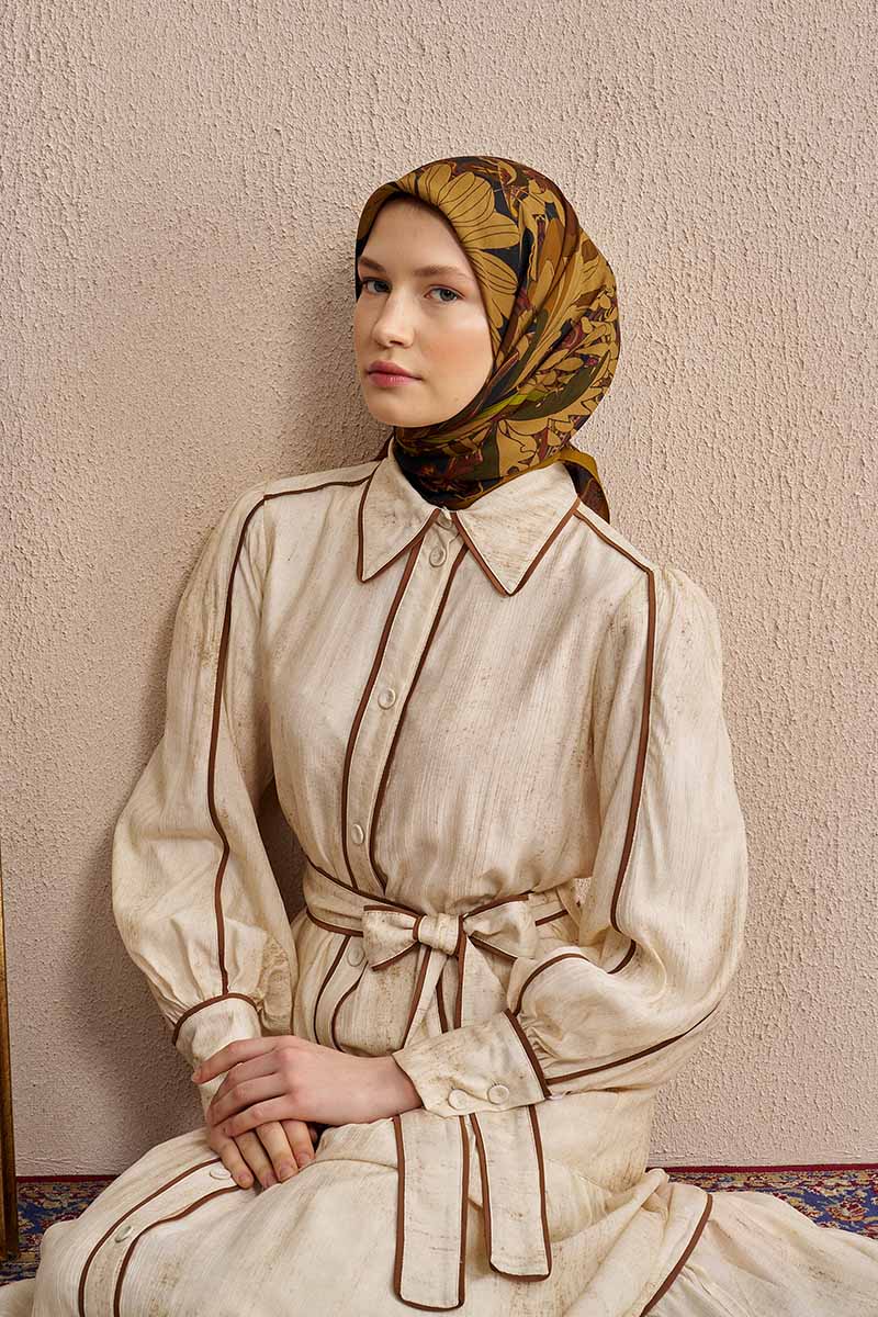 Vision Art Collection Flare Eşarp - Yağ Yeşili