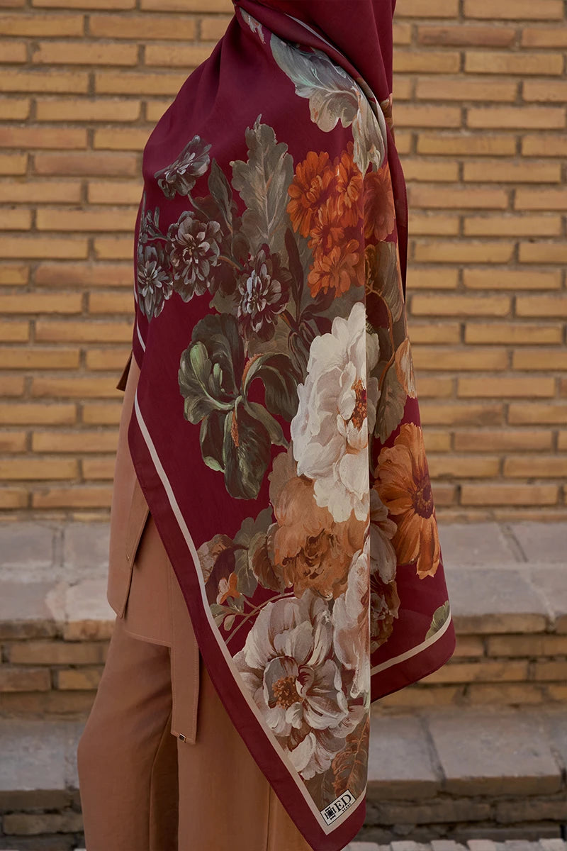 Floris Floss Viscose Shawl - Burgundy