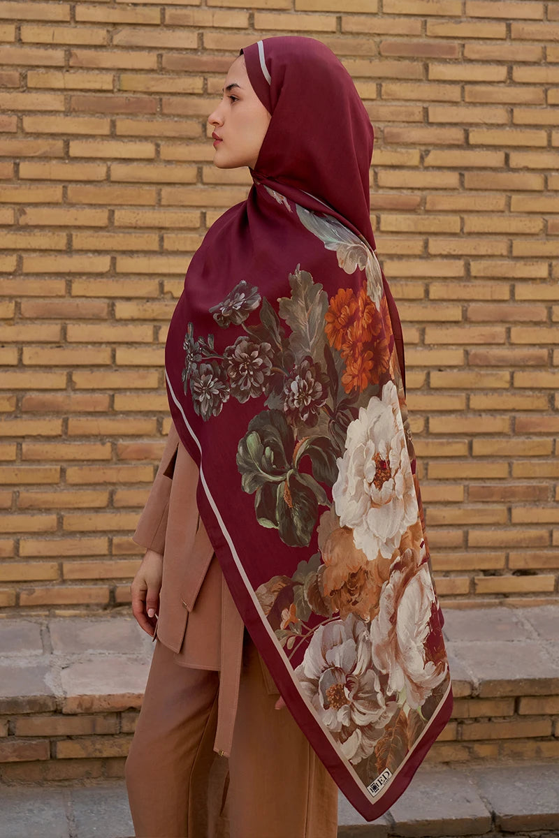 Floris Floss Viscose Shawl - Burgundy