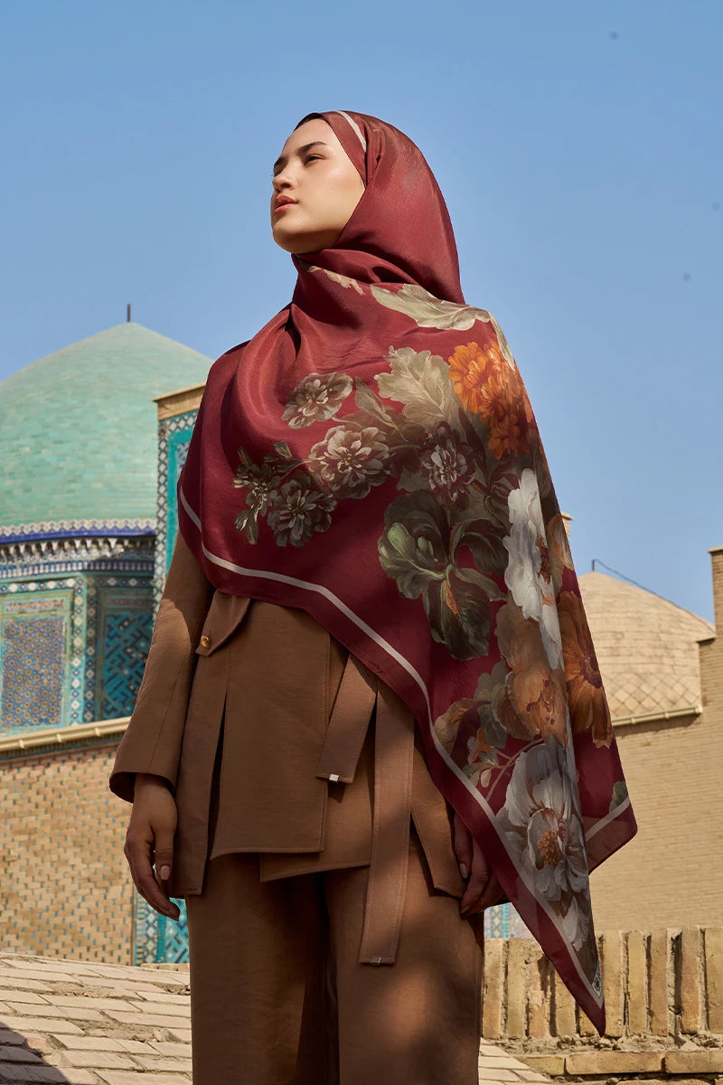 Floris Floss Viscose Shawl - Burgundy