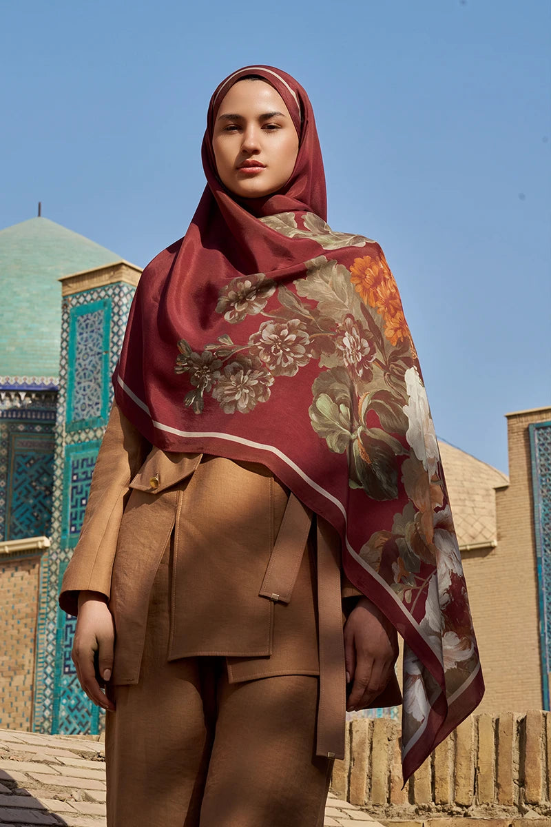 Floris Floss Viscose Shawl - Burgundy