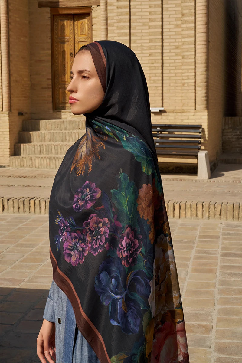 Floris Floş Viskon Şal - Kahverengi