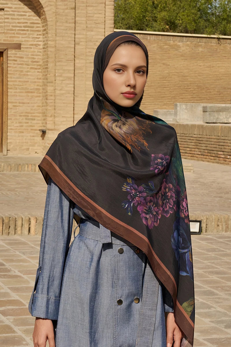 Floris Floş Viskon Şal - Kahverengi