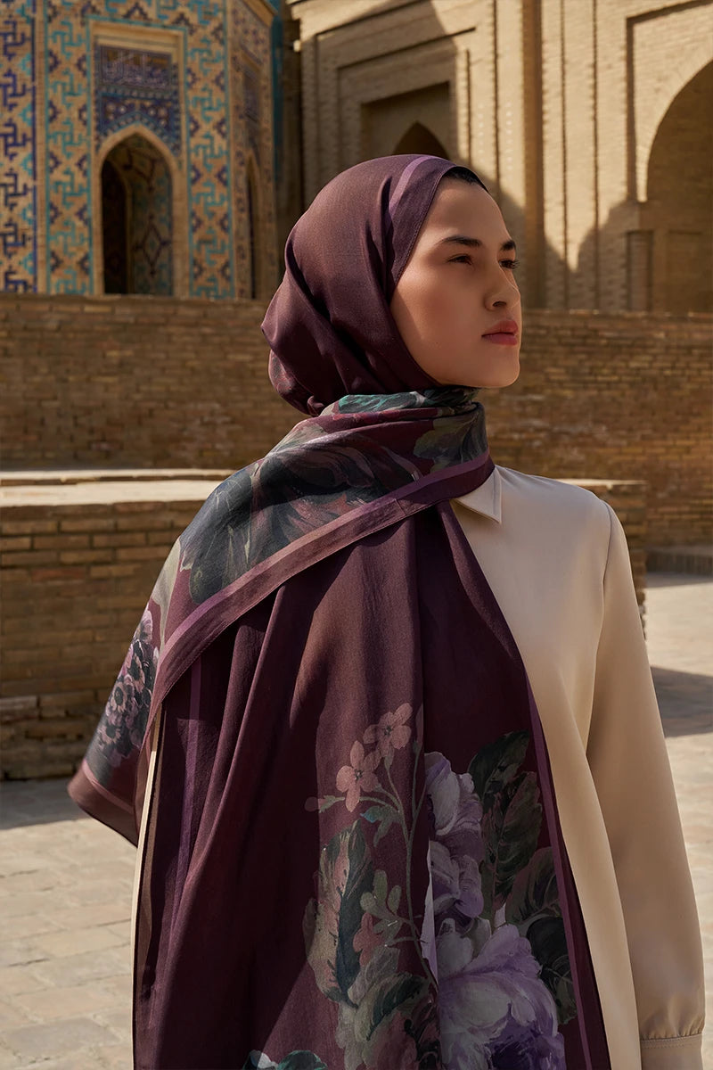 Floris Floş Viskon Şal - Mor