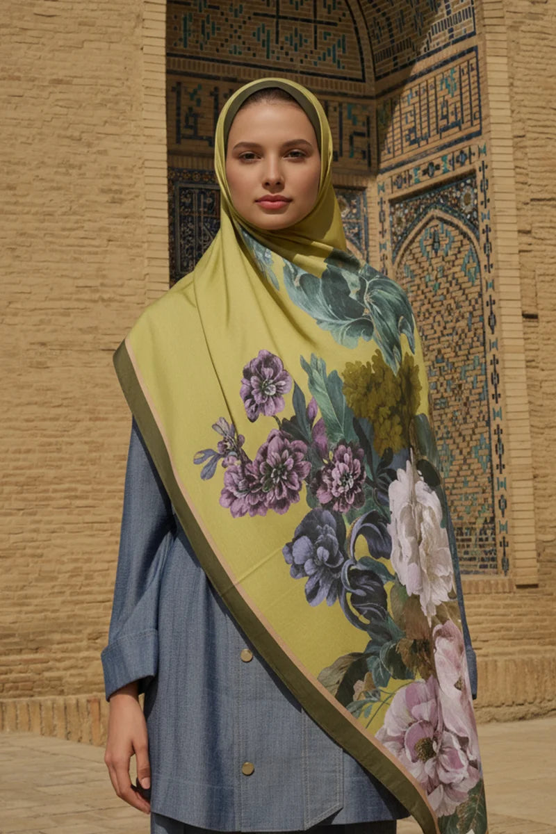 Floris Floss Viscose Shawl - Yellow