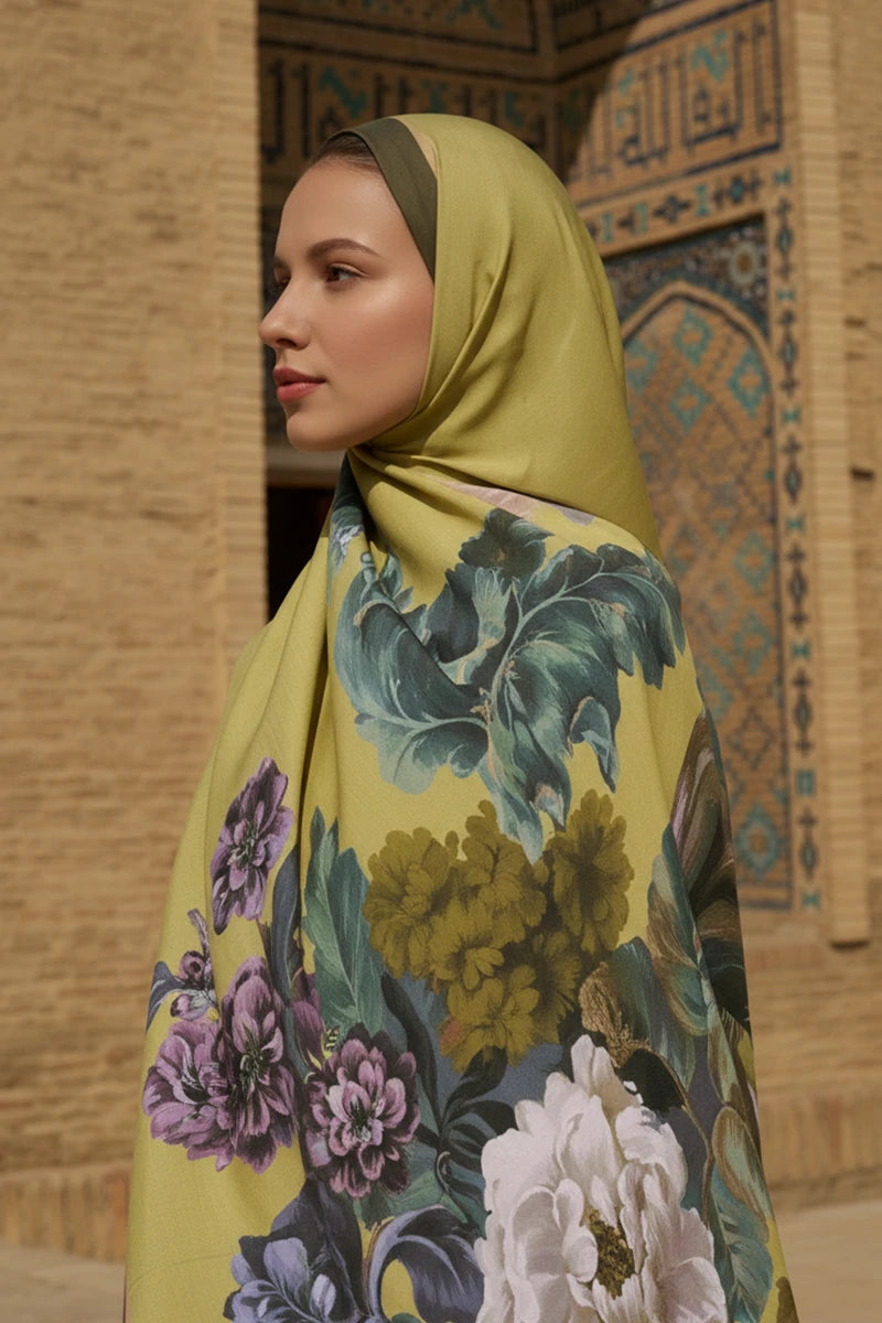 Floris Floss Viscose Shawl - Yellow