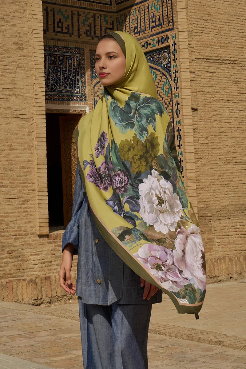 Floris Floss Viscose Shawl - Yellow