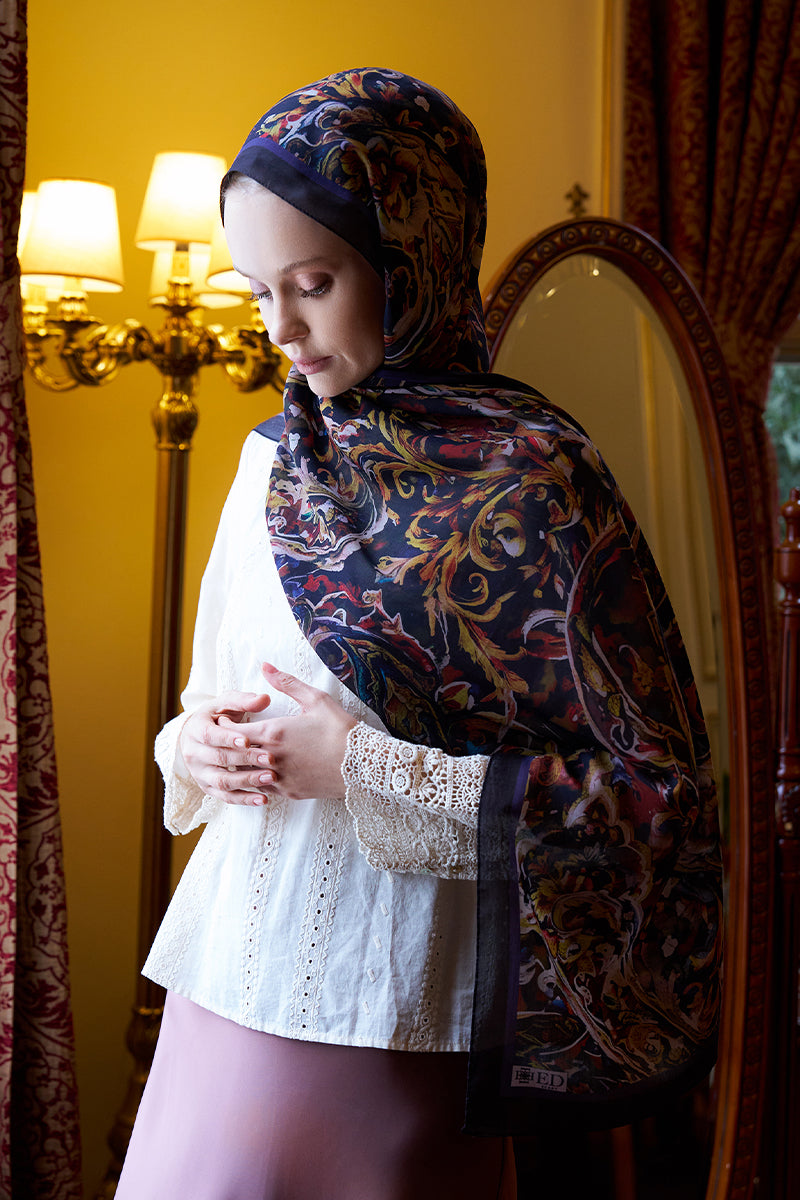 Pamuk İpek Floş Grace Şal - Acı Kahve