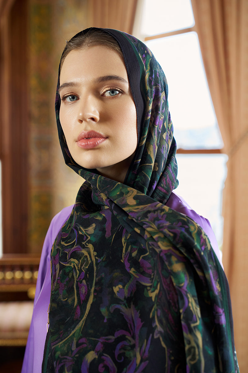 Pamuk İpek Floş Grace Şal - Mor