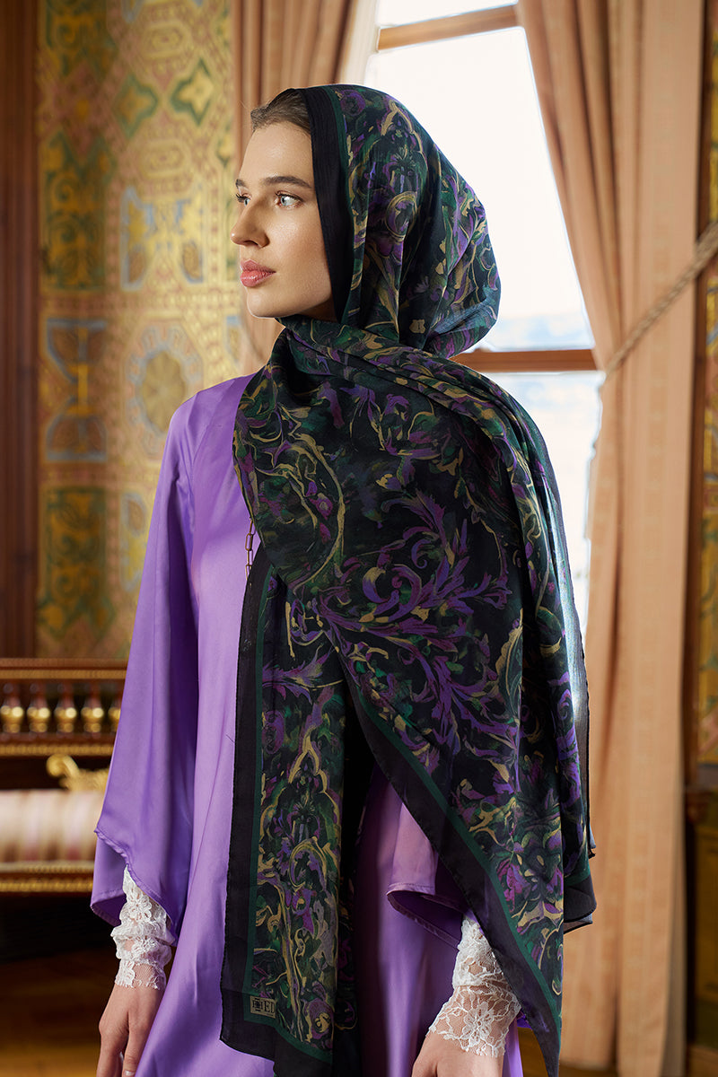 Pamuk İpek Floş Grace Şal - Mor