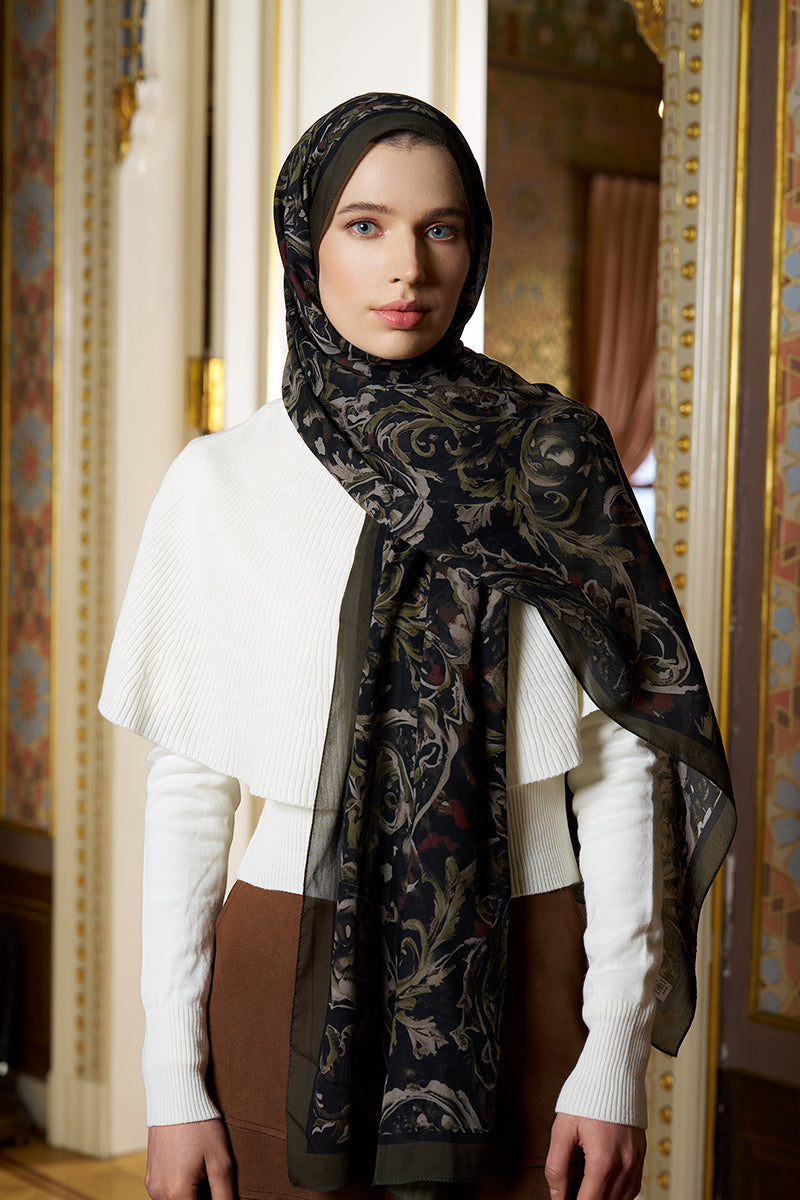 Pamuk İpek Floş Grace Şal - Nefti