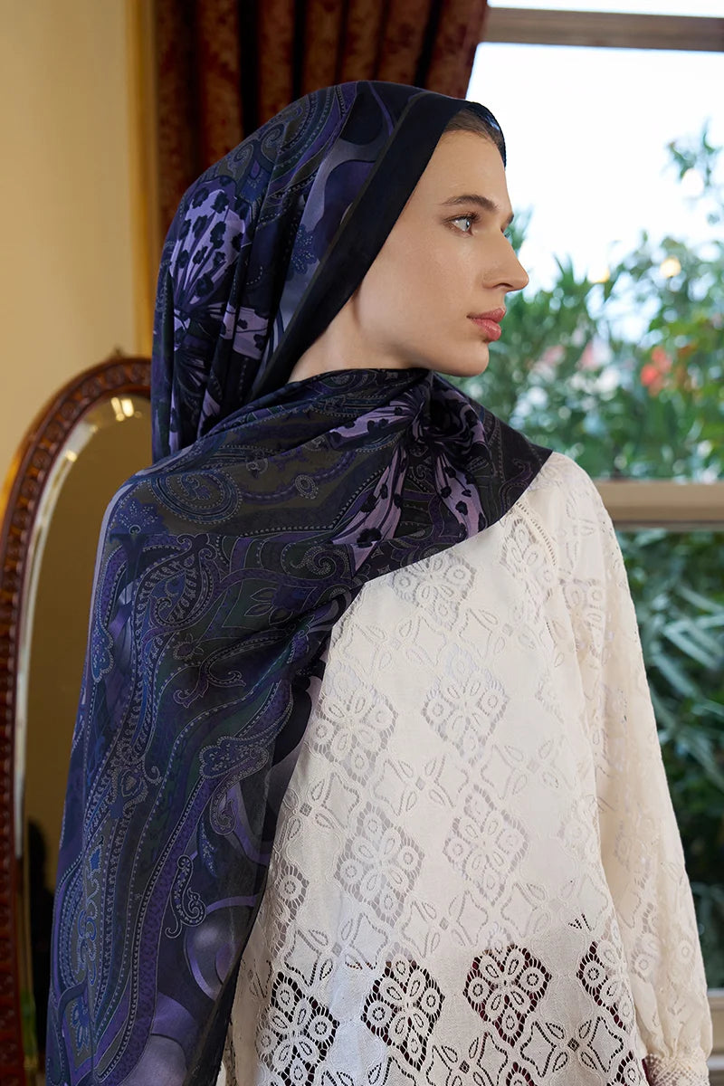 Pamuk İpek Floş Vespera Şal - Mor