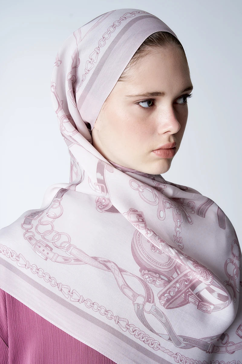 Floş Viskon Şal Harness Desen - Pembe