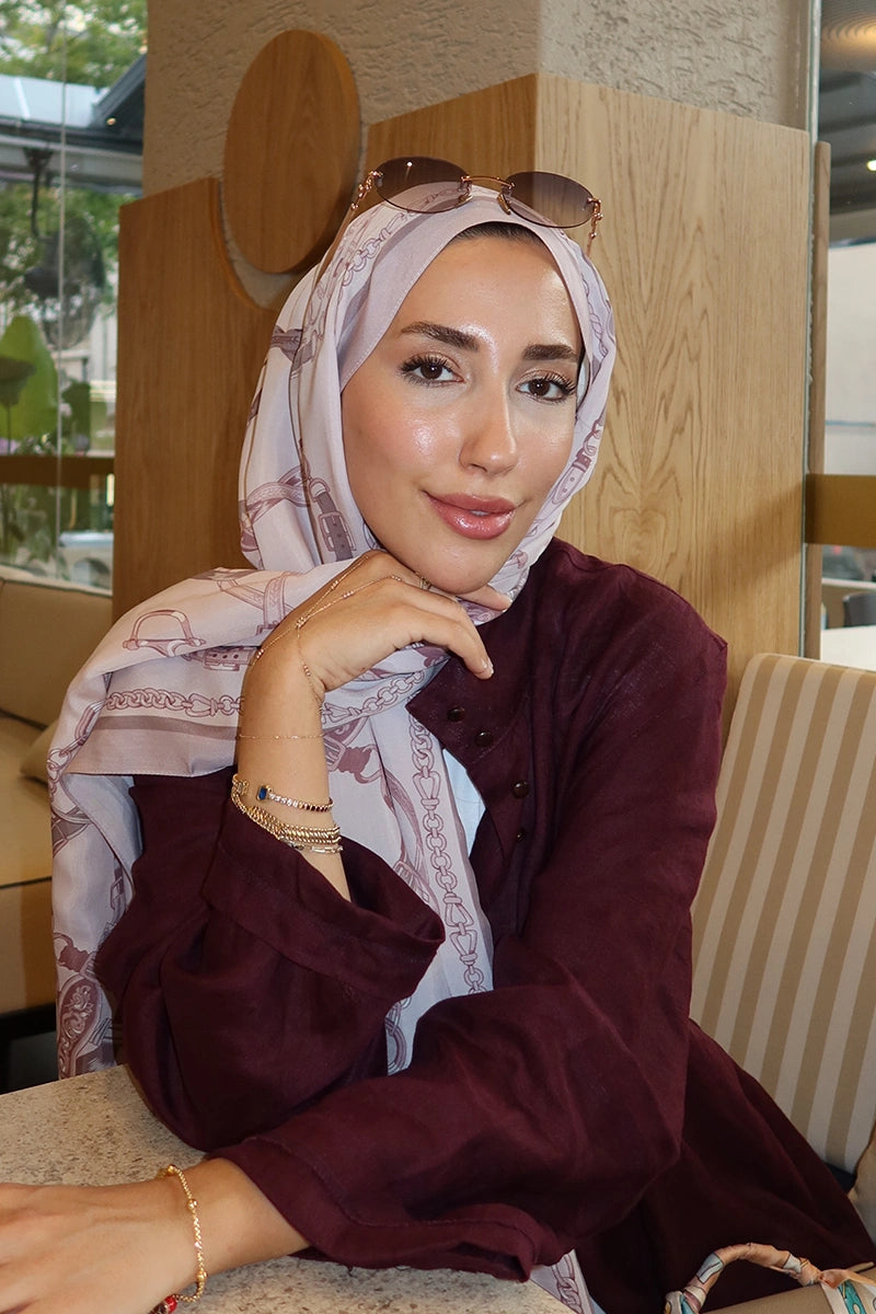 Floş Viskon Şal Harness Desen - Pembe