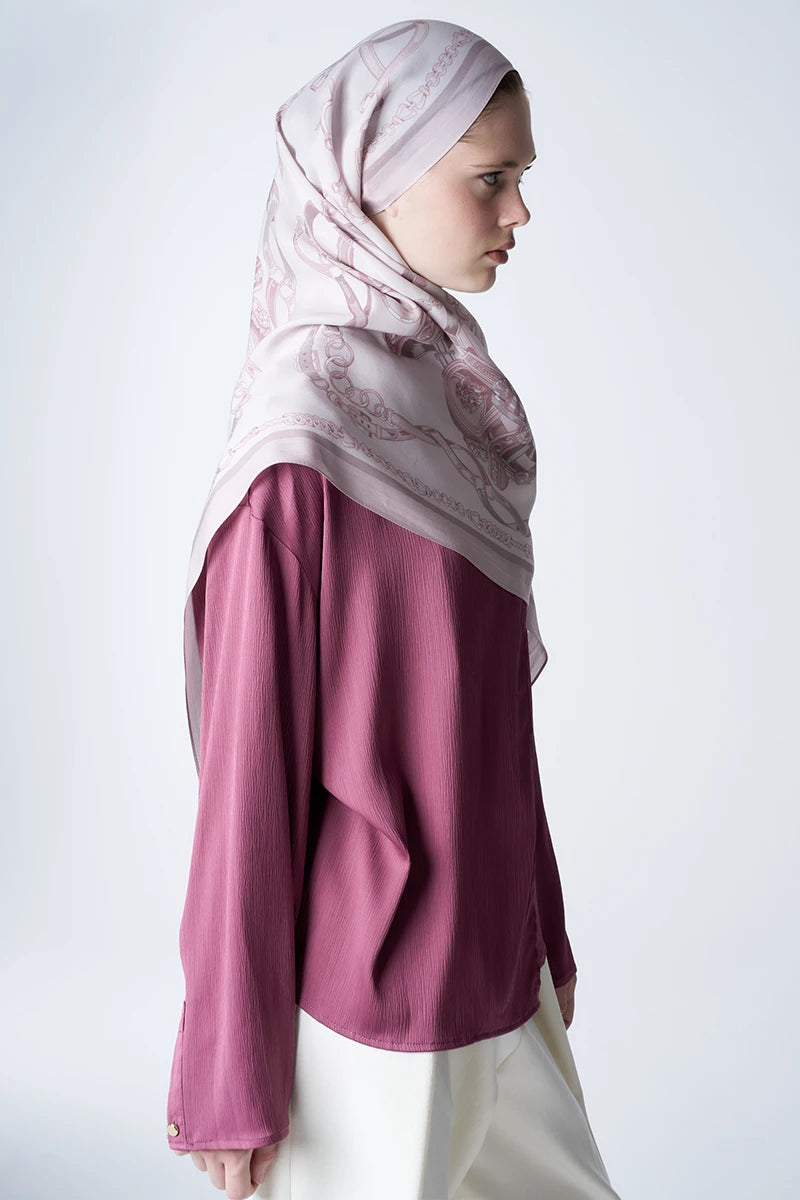 Floş Viskon Şal Harness Desen - Pembe