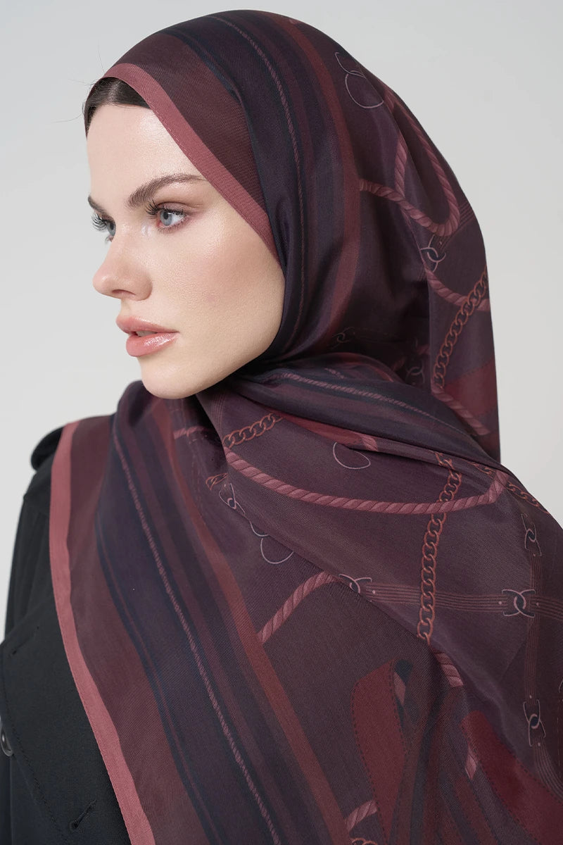 Floş Viskon Şal Reins Desen - Bordo