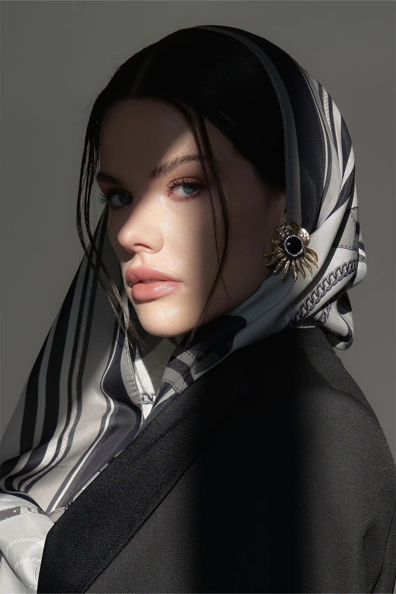 Floş Viskon Şal Reins Desen - Gri