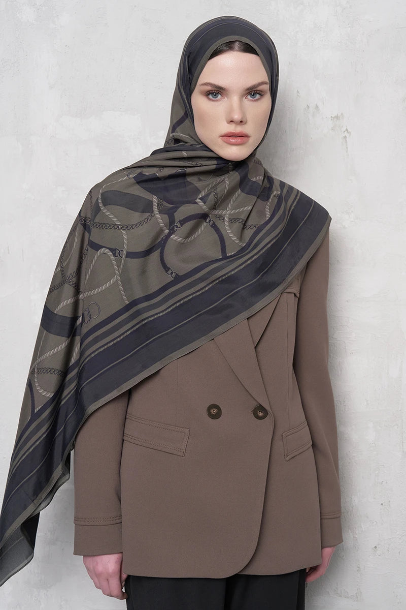 Floş Viskon Şal Reins Desen - Yeşil