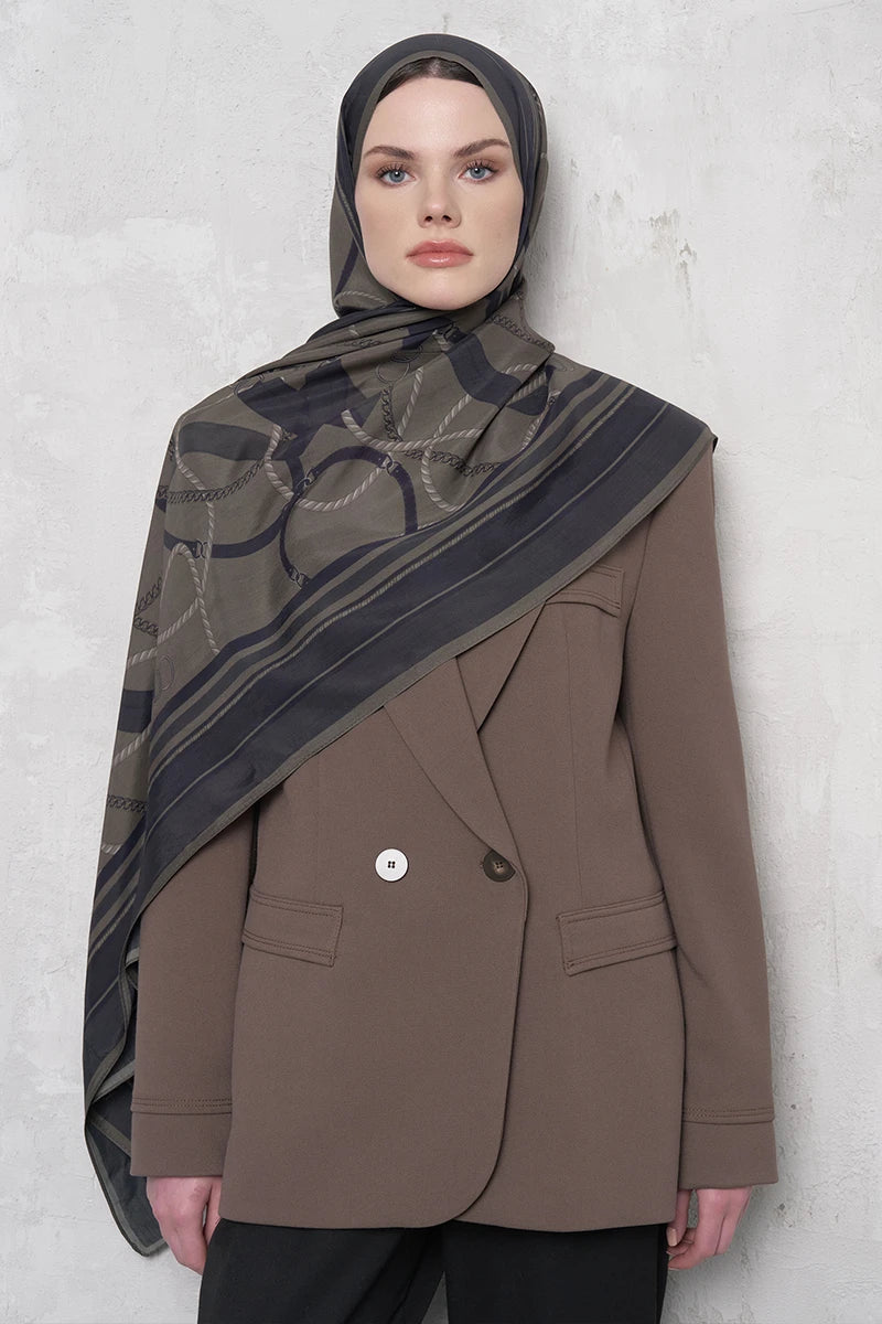 Floş Viskon Şal Reins Desen - Yeşil