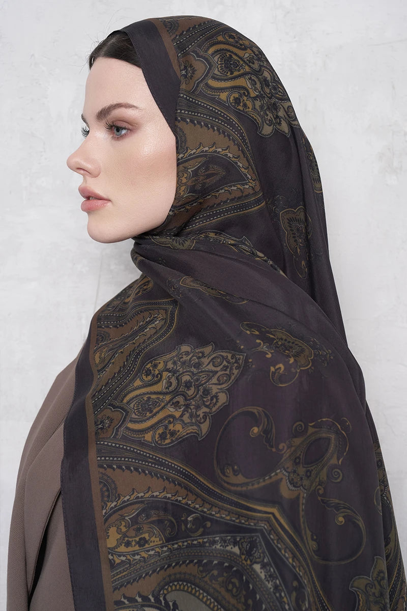 Floss Viscose Shawl Riseon Pattern - Espresso