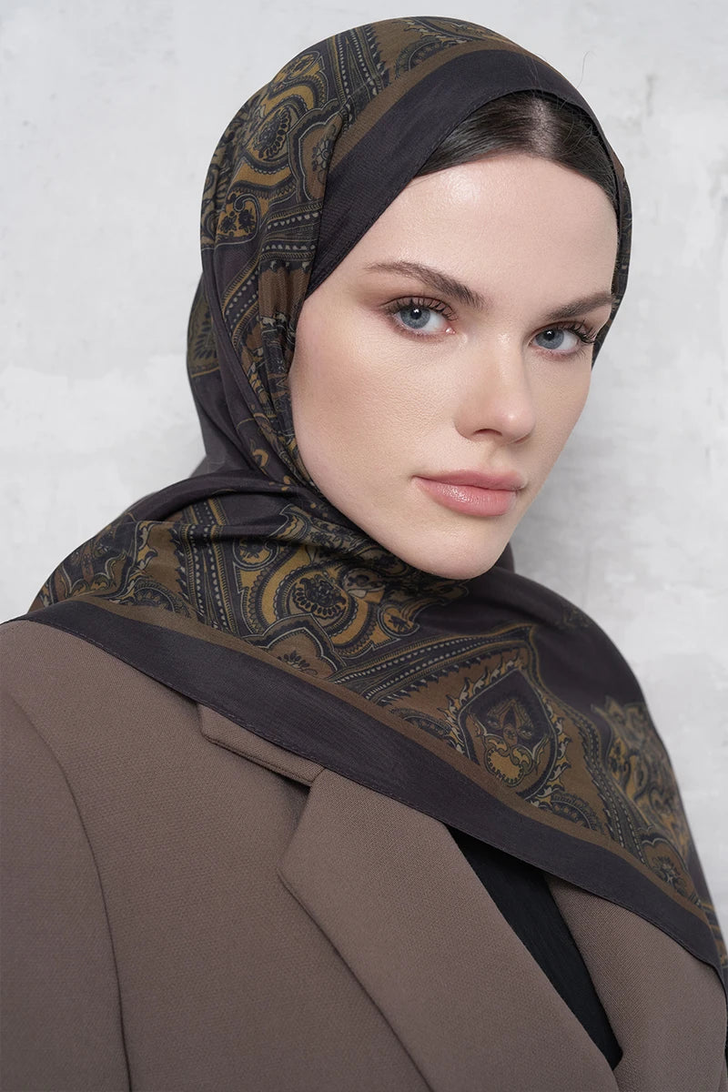 Floss Viscose Shawl Riseon Pattern - Espresso