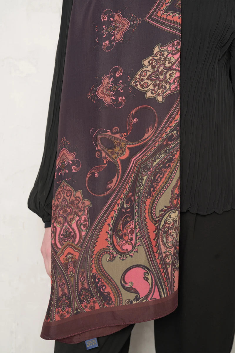 Floş Viskon Şal Riseon Desen - Bordo