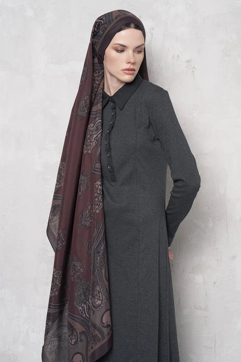 Floş Viskon Şal Riseon Desen - Mürdüm