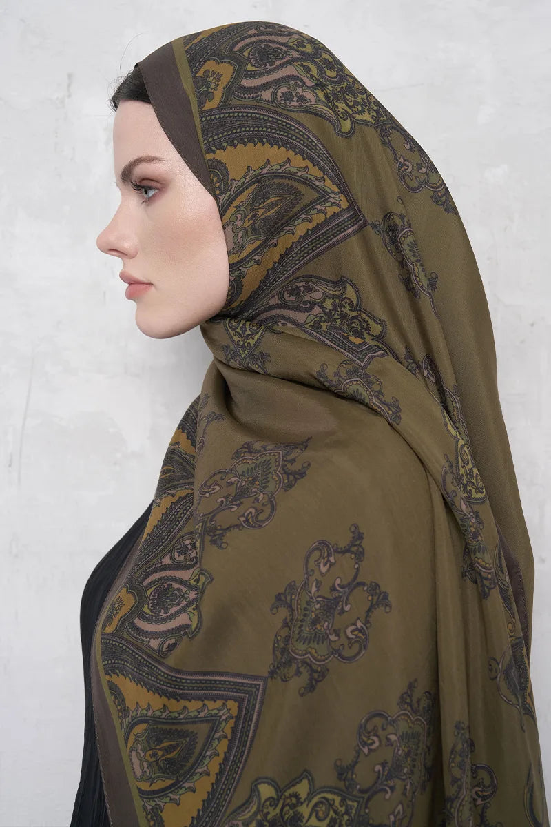 Floss Viscose Shawl Riseon Pattern - Green