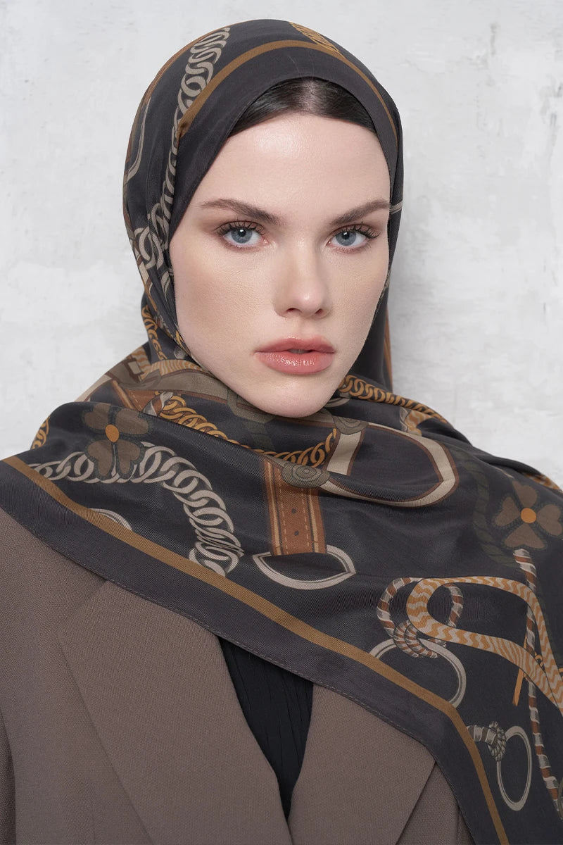 Floş Viskon Şal Sandle Desen - Acı Kahve