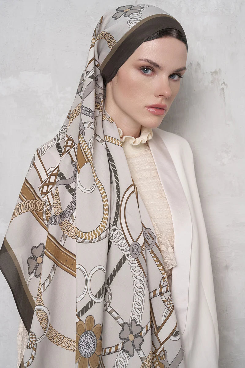 Floş Viskon Şal Sandle Desen - Bej